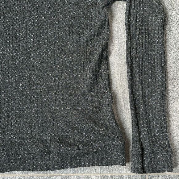 NEW Chaser Raglan Long Sleeve Stardust Metallic Thermal Scoopneck Blouse Black M - Picture 10 of 14